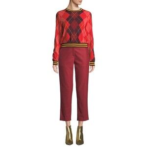 rag & bone Red/Burgundy Cropped Wool Straight Leg Pants